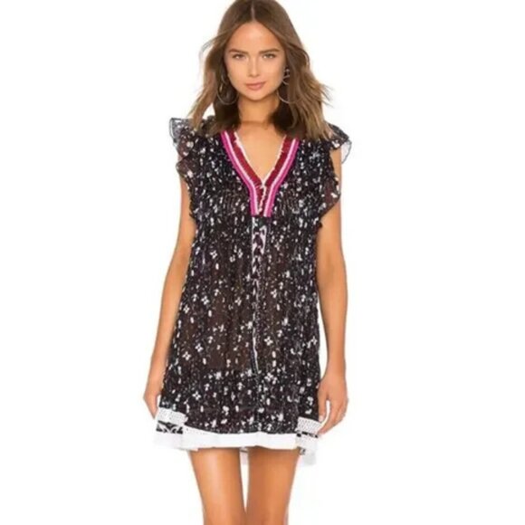 Poupette St. Barth Dresses & Skirts - Poupette St. Barth Mini Sasha Dress Black Floral Small